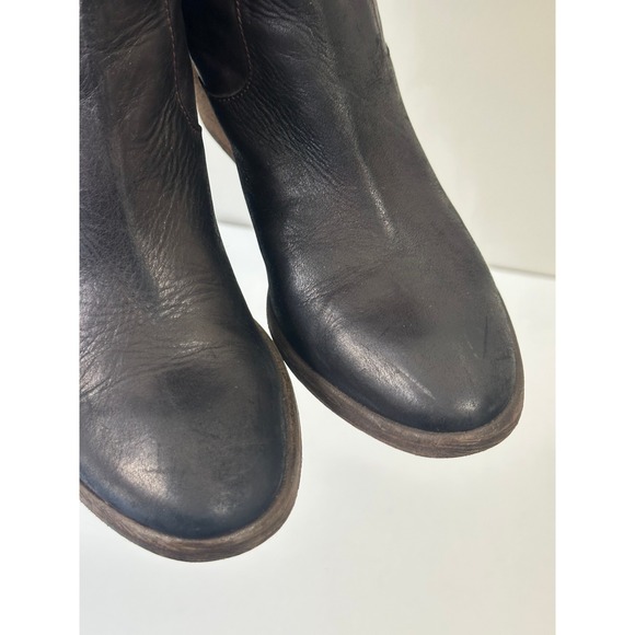 Donald J Pliner Leather Womens Ankle Boots Brown Heel Side Zip Western Style 6M - Picture 12 of 12